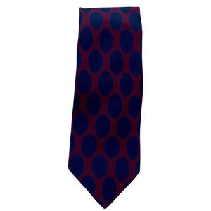 Vintage MALLARDS Mens Silk Necktie 57"Lx 3"W Blue Burgundy Made In Italy…